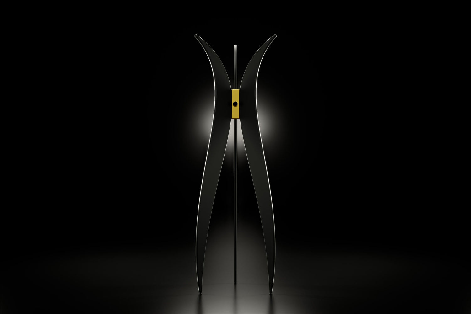 Premium Tulip designer coat hanger with artisanal Italian craftsmanship, textured black finish and luxurious gold accents.