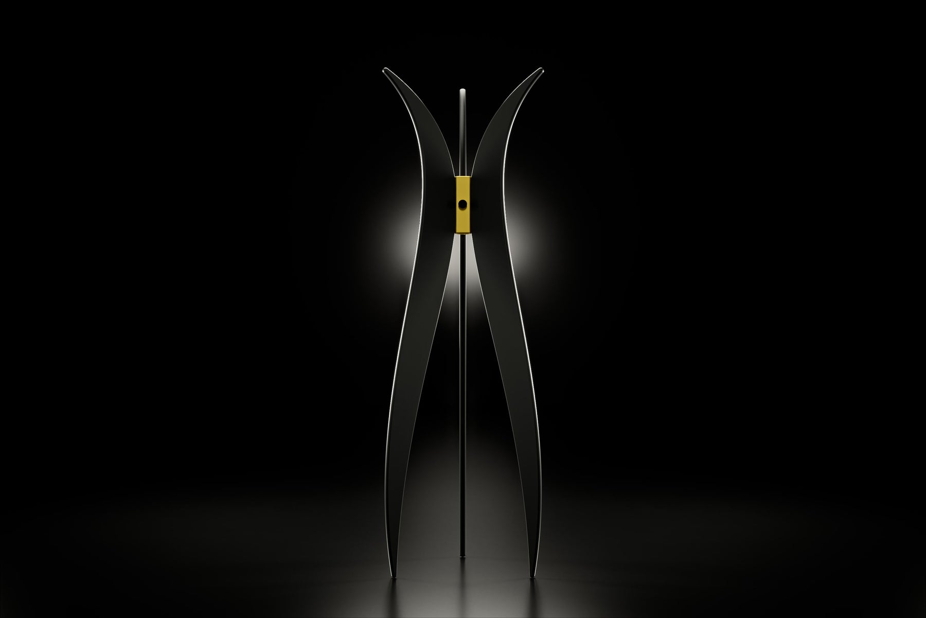 Premium Tulip designer coat hanger with artisanal Italian craftsmanship, textured black finish and luxurious gold accents.