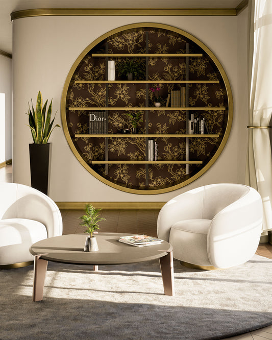 Coffee table Edones VERA FORMA in rovere scuro in living moderno di design  con libreria di lusso
